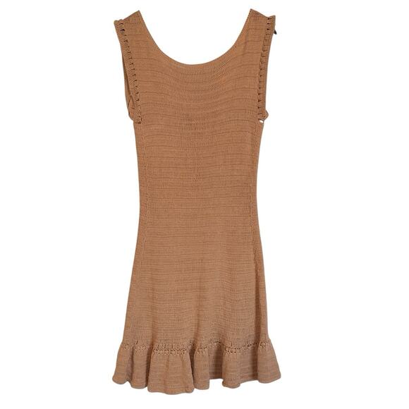 Theory Sz M Crochet Mini‎ Dress Ruffle Hem Beach Festival Boho Summer Vacation - Picture 1 of 10